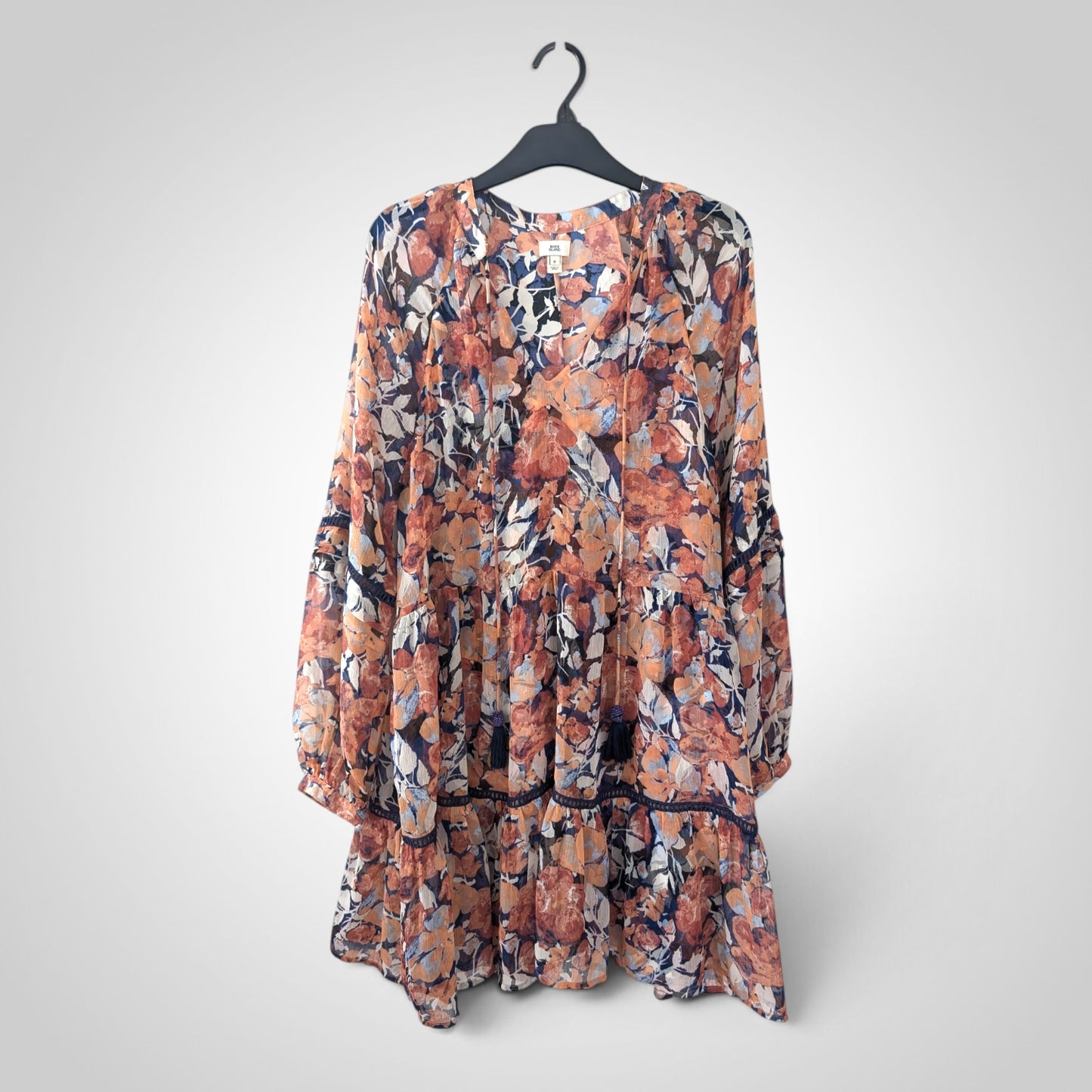 Boho Floral Kaftan Mini Dress