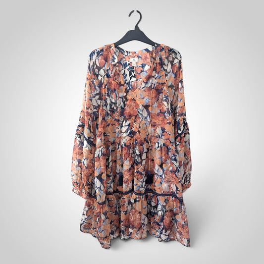Boho Floral Kaftan Mini Dress