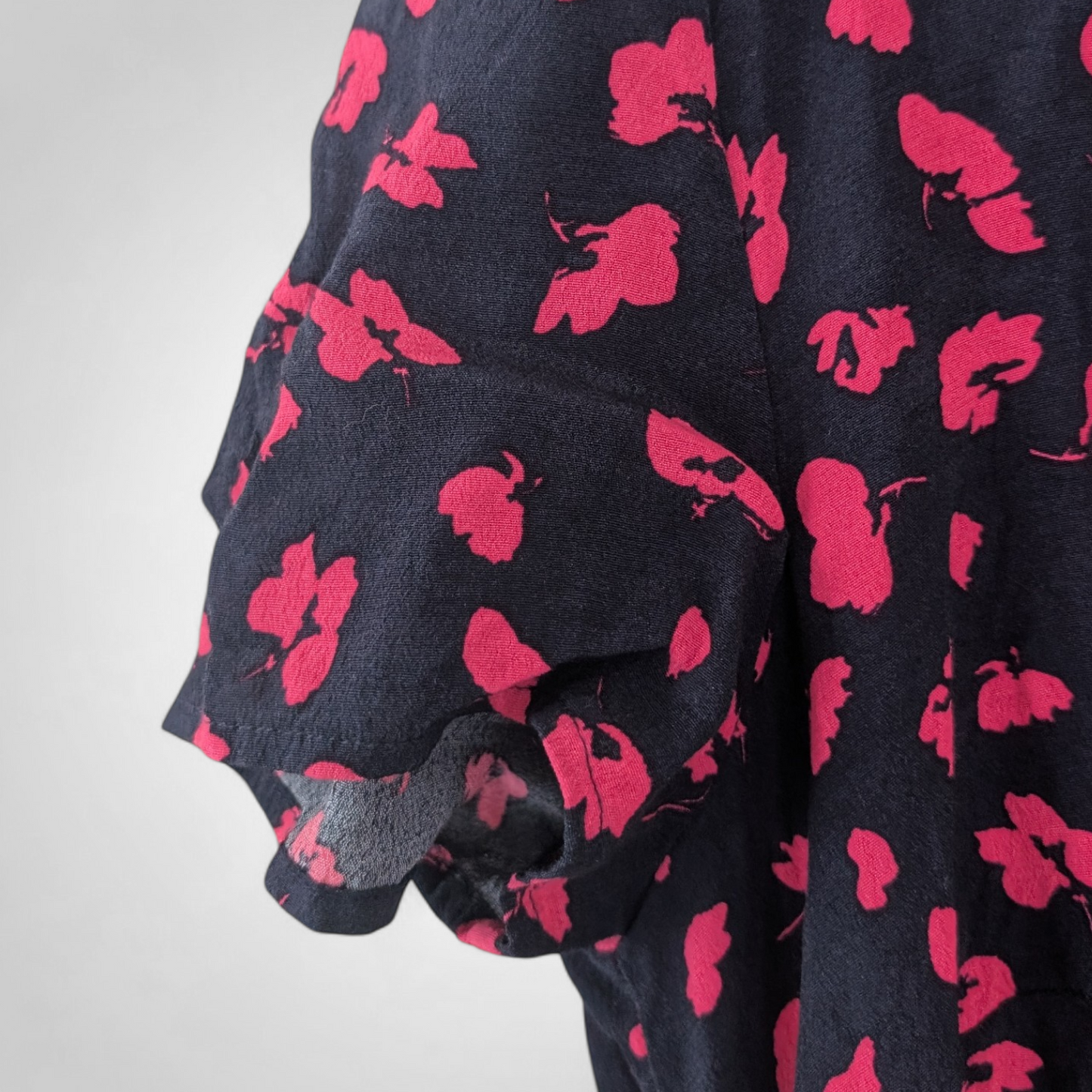 Navy & Magenta Floral Midi Dress