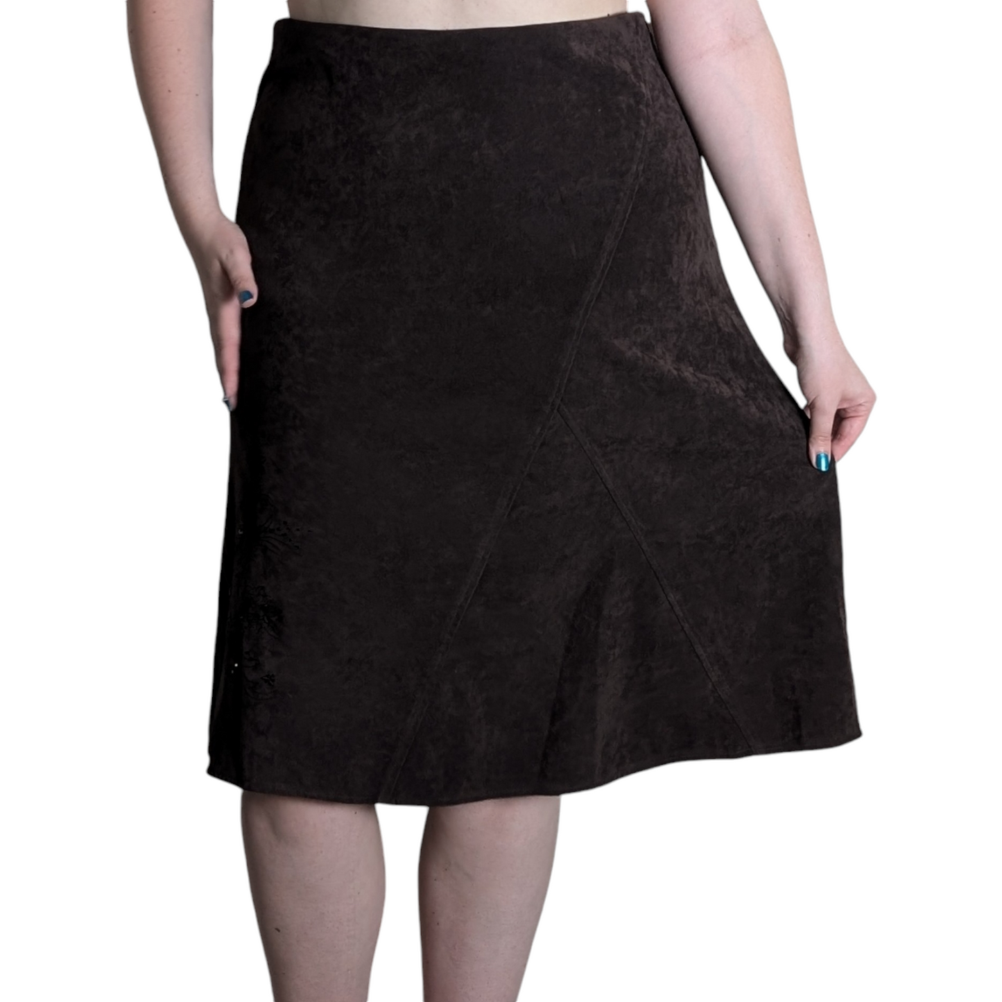 90's Faux Suede Brown Skirt