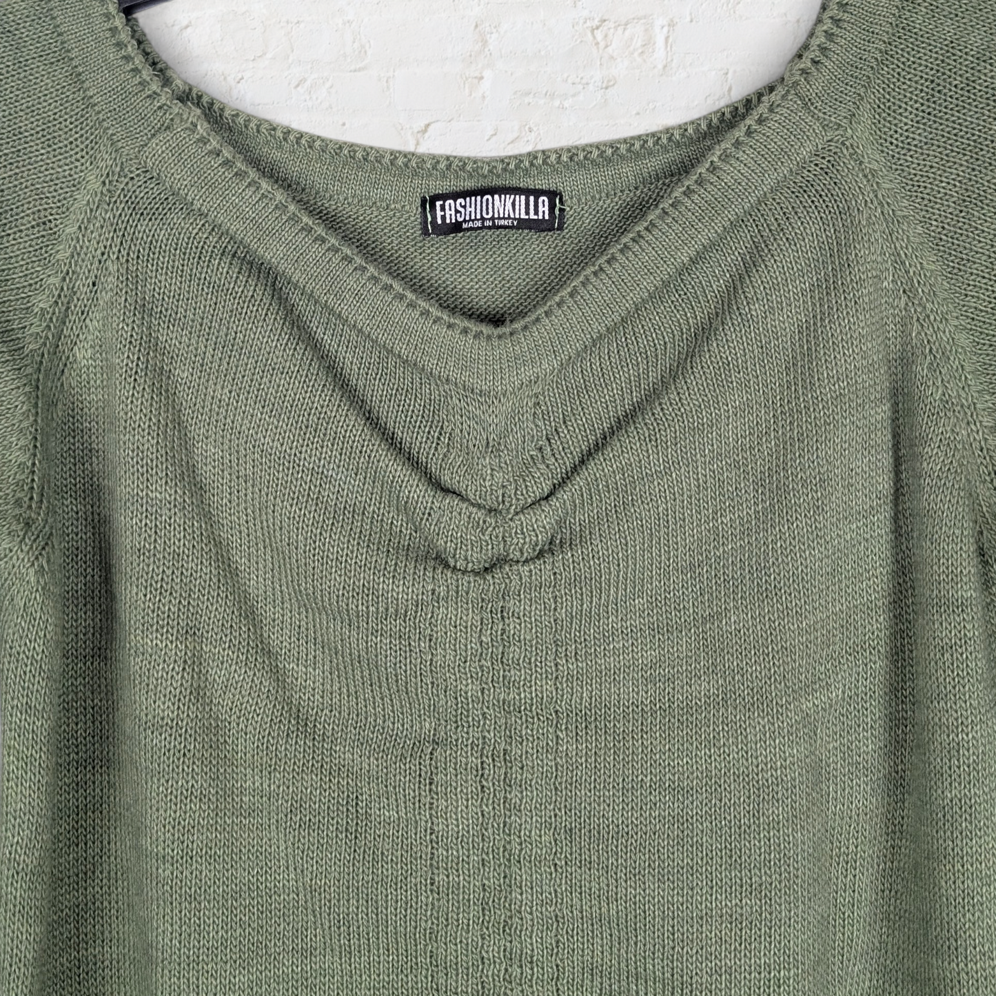 Khaki Green Ruched Jumper Dress