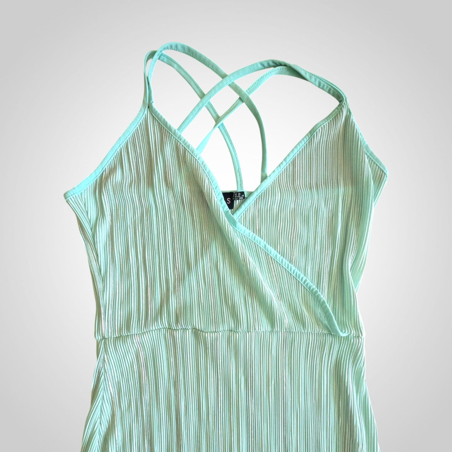 Seafoam Green Plissé Midi Dress