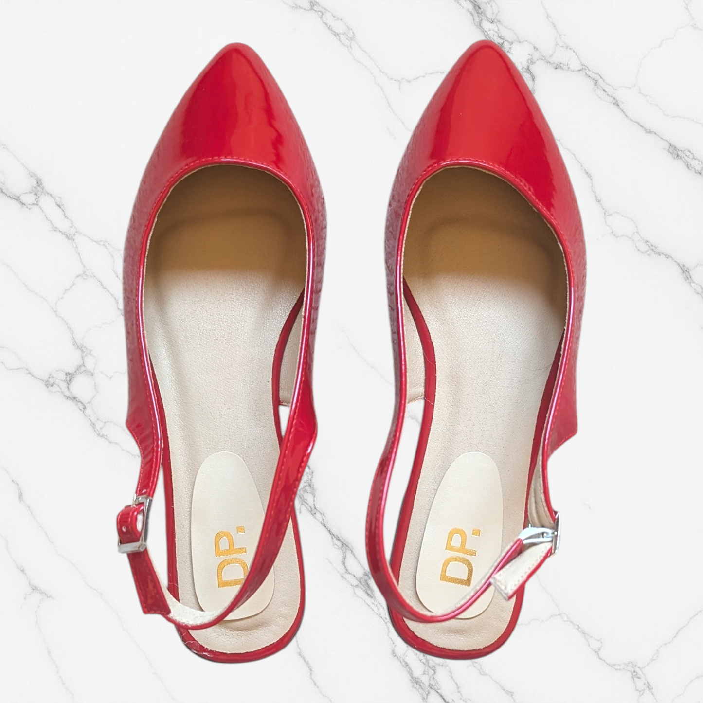 Cherry Red Slingbacks Flats - Size 8