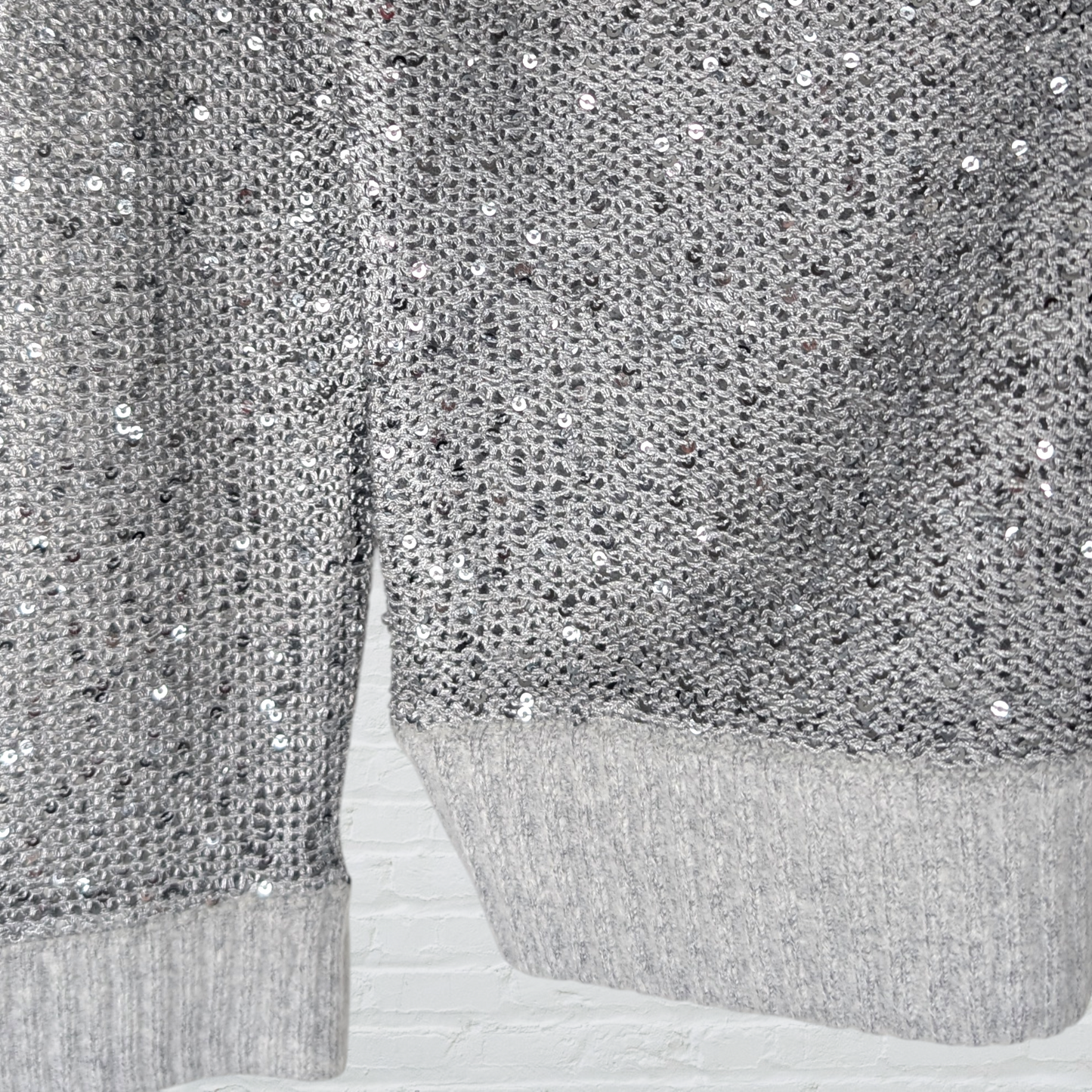 Sequin Sparkle Loose Knit Zip-Up Jacket