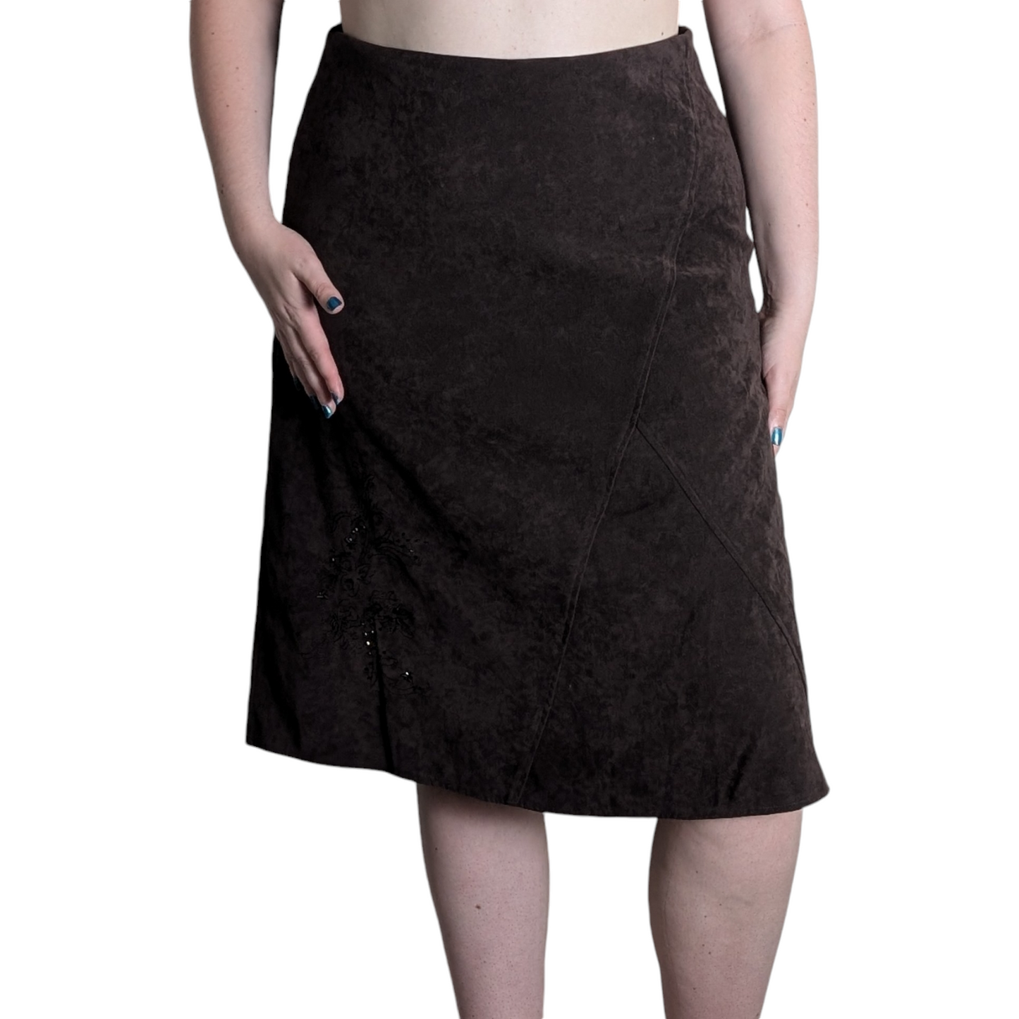 90's Faux Suede Brown Skirt