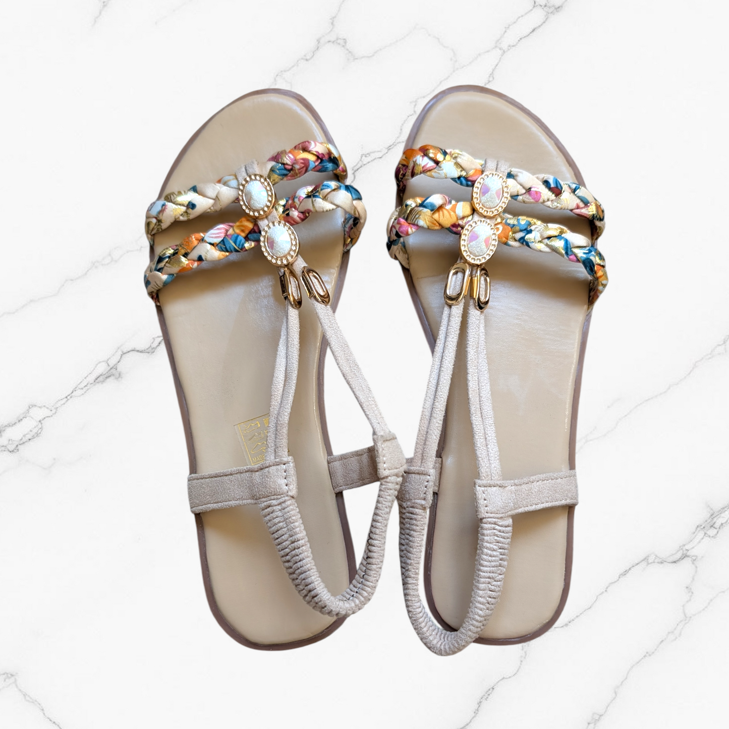 Embellished Braided Sandals - Size 7