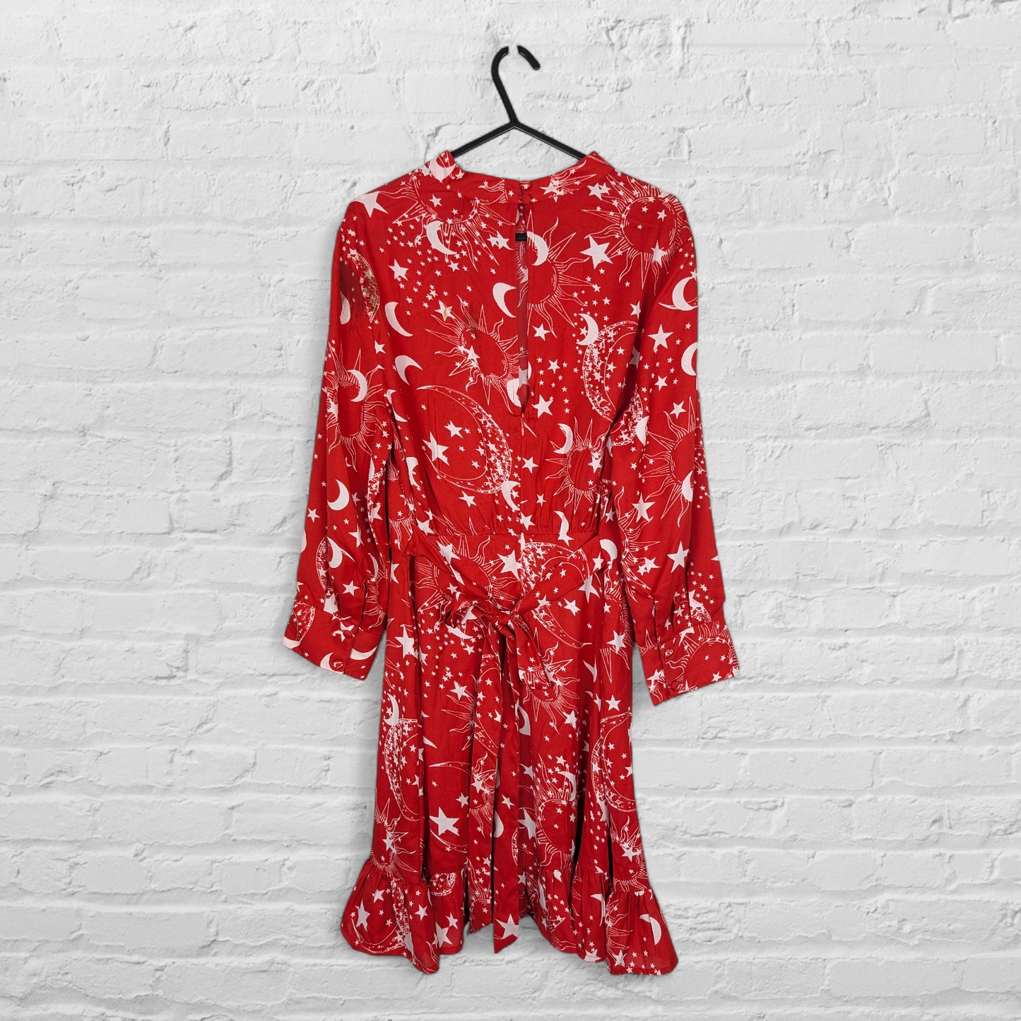 Celestial Red & White Faux Wrap Mini Dress