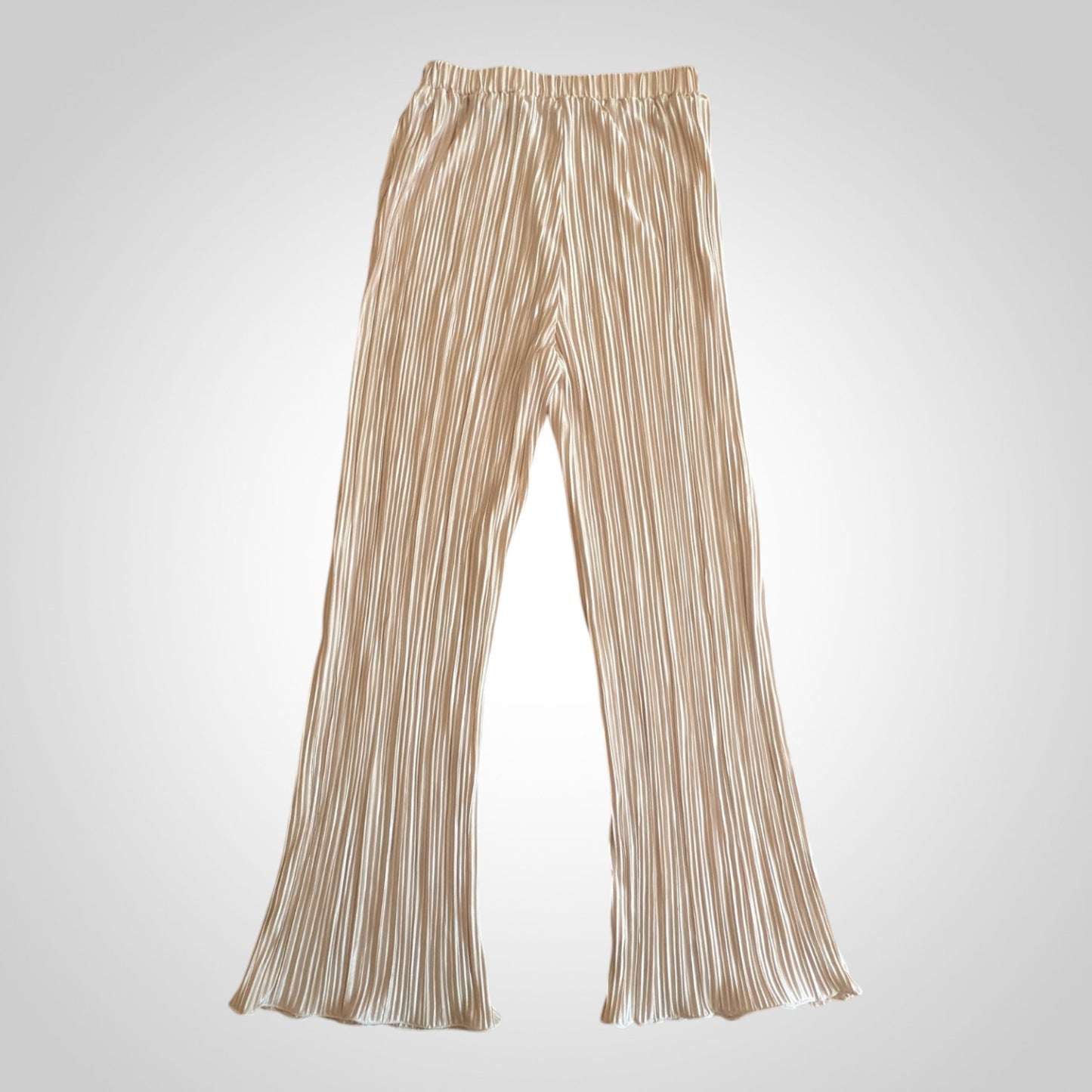 Champagne Cream Pleated Flared Trousers