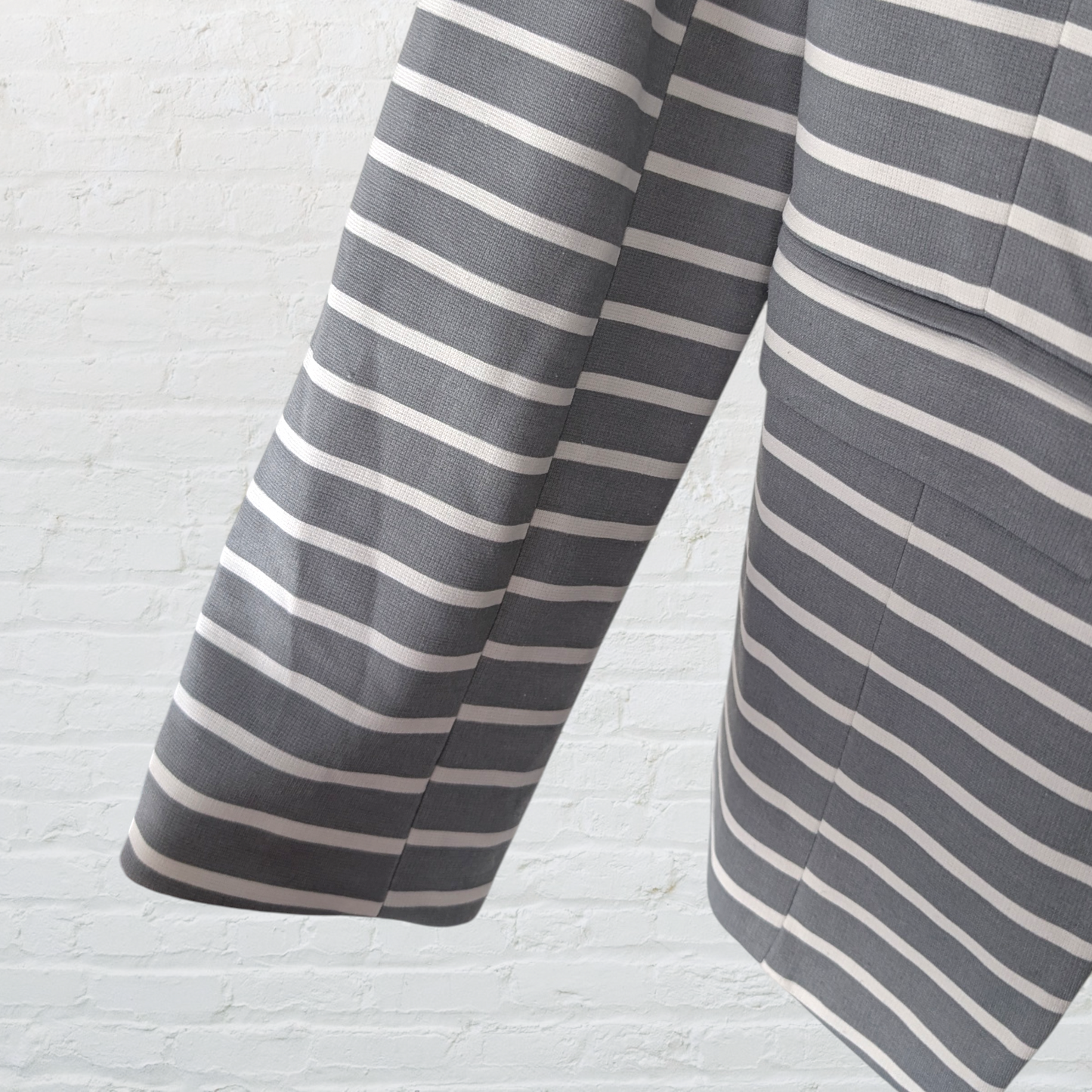 Grey and White Striped Structured Blazer