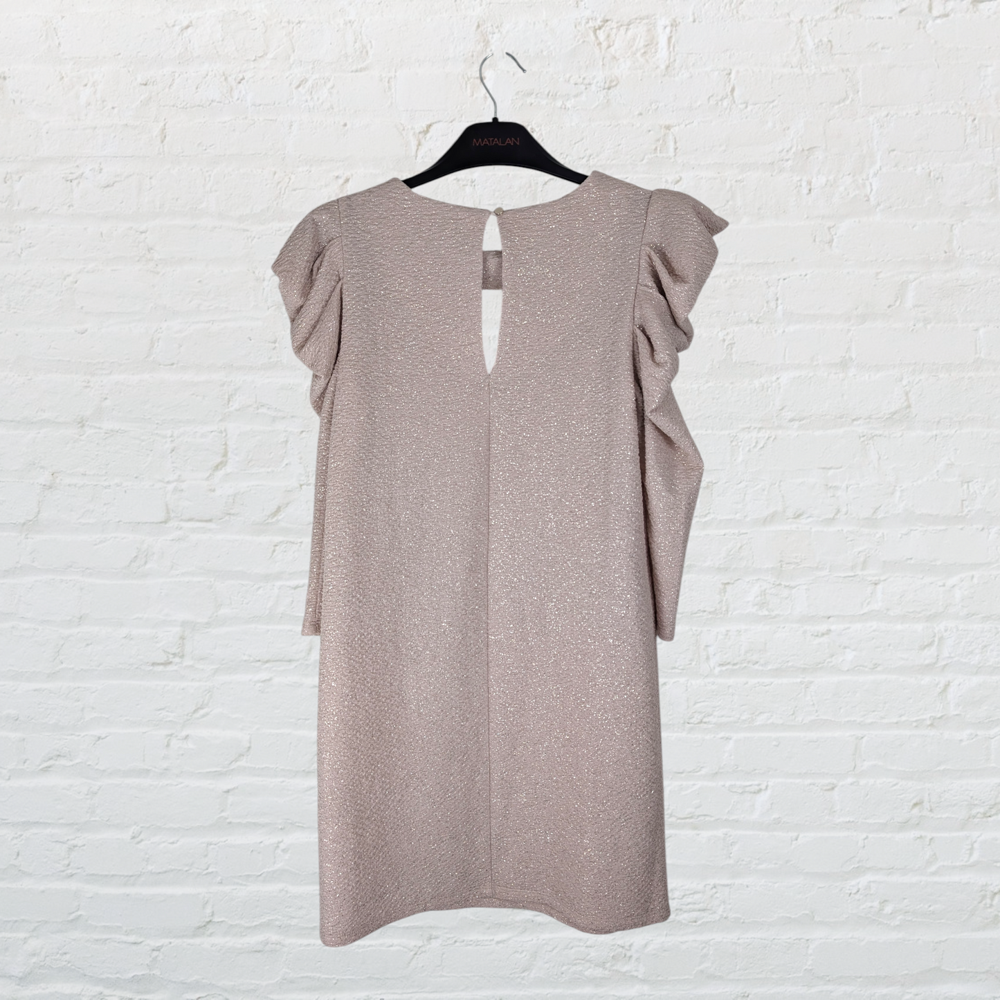 Dusky Rose & Silver Sparkle Long Sleeve Mini Dress