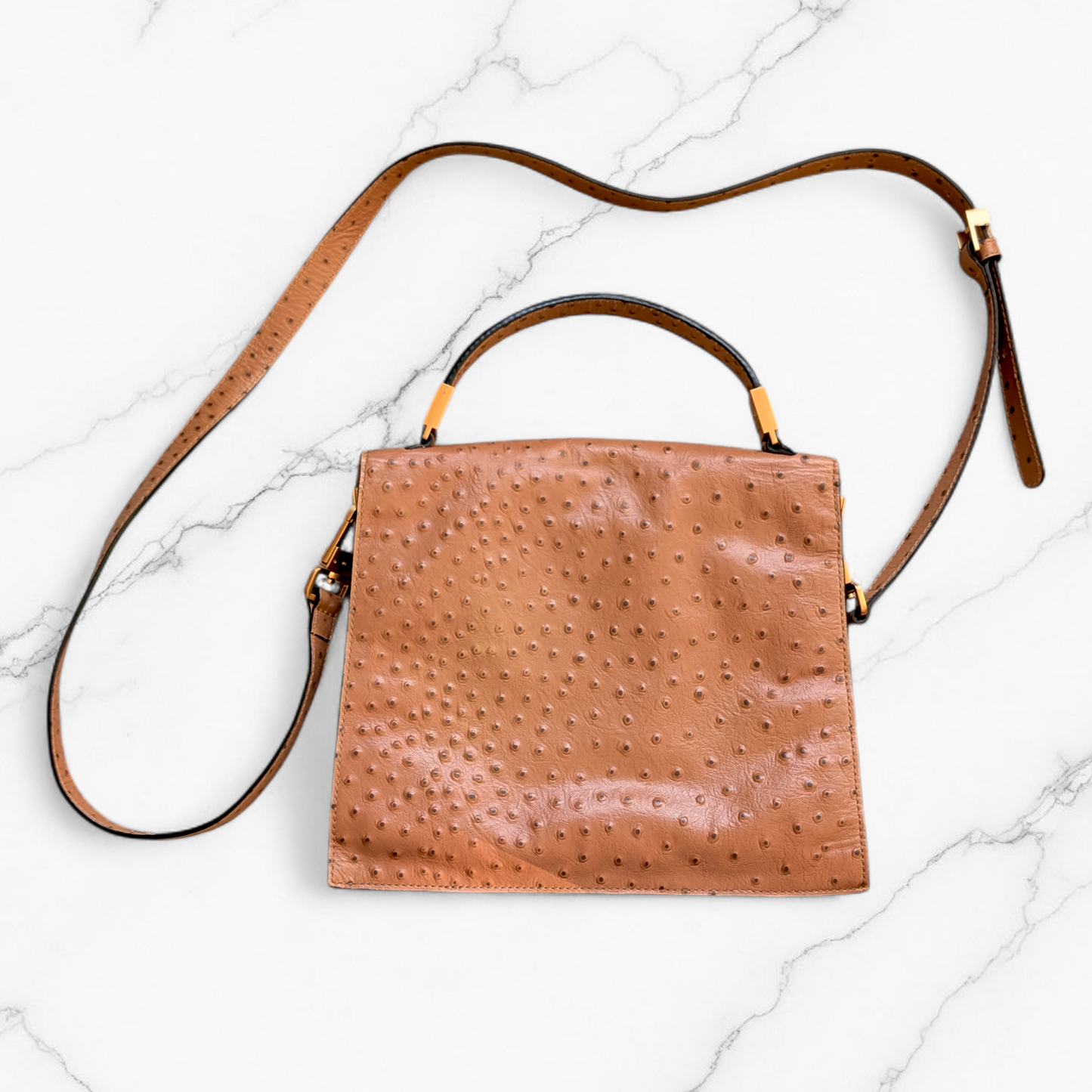 Archival Karen Millen Tan Leather Crossbody Satchel
