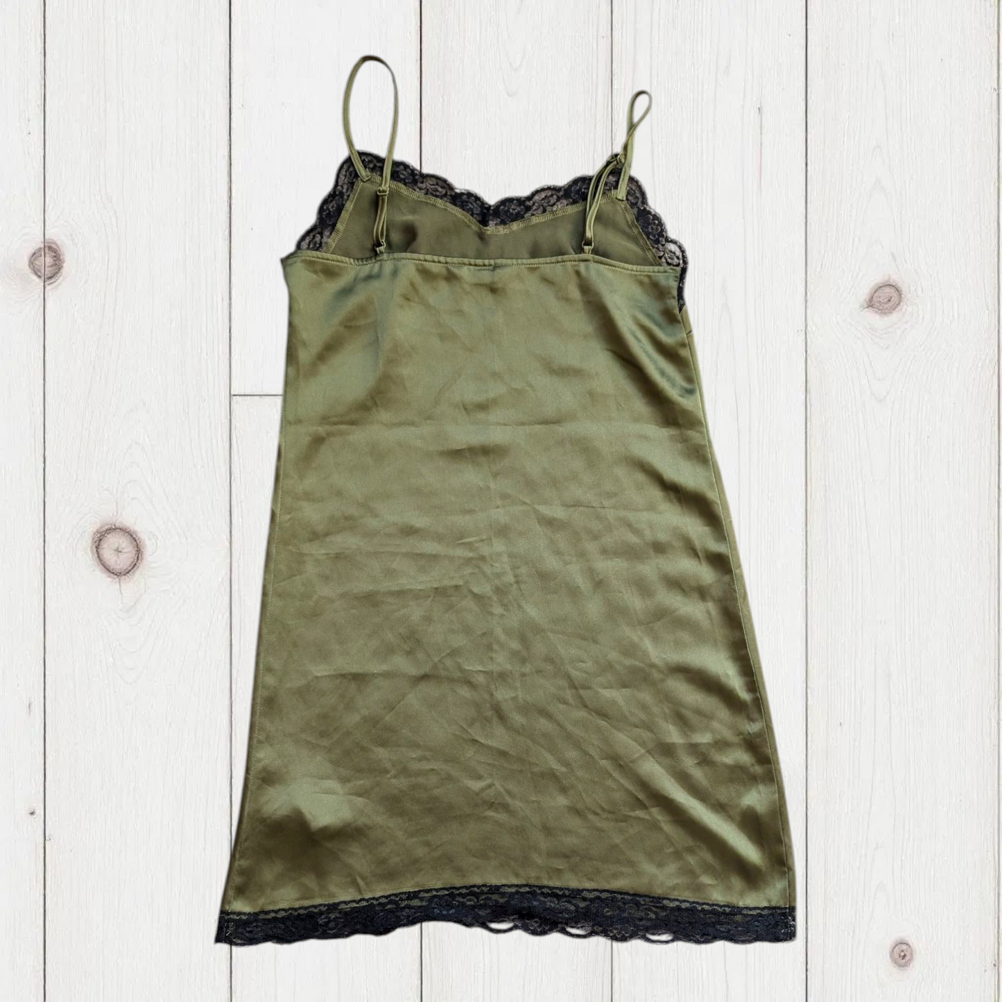 00s Grunge Olive Slip Dress