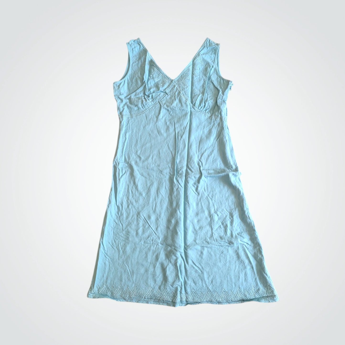 00s Icy Duck Egg Blue Linen Blend Dress