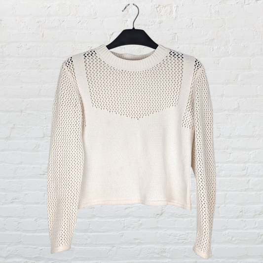 Zara Cream Crochet Style Cropped Jumper