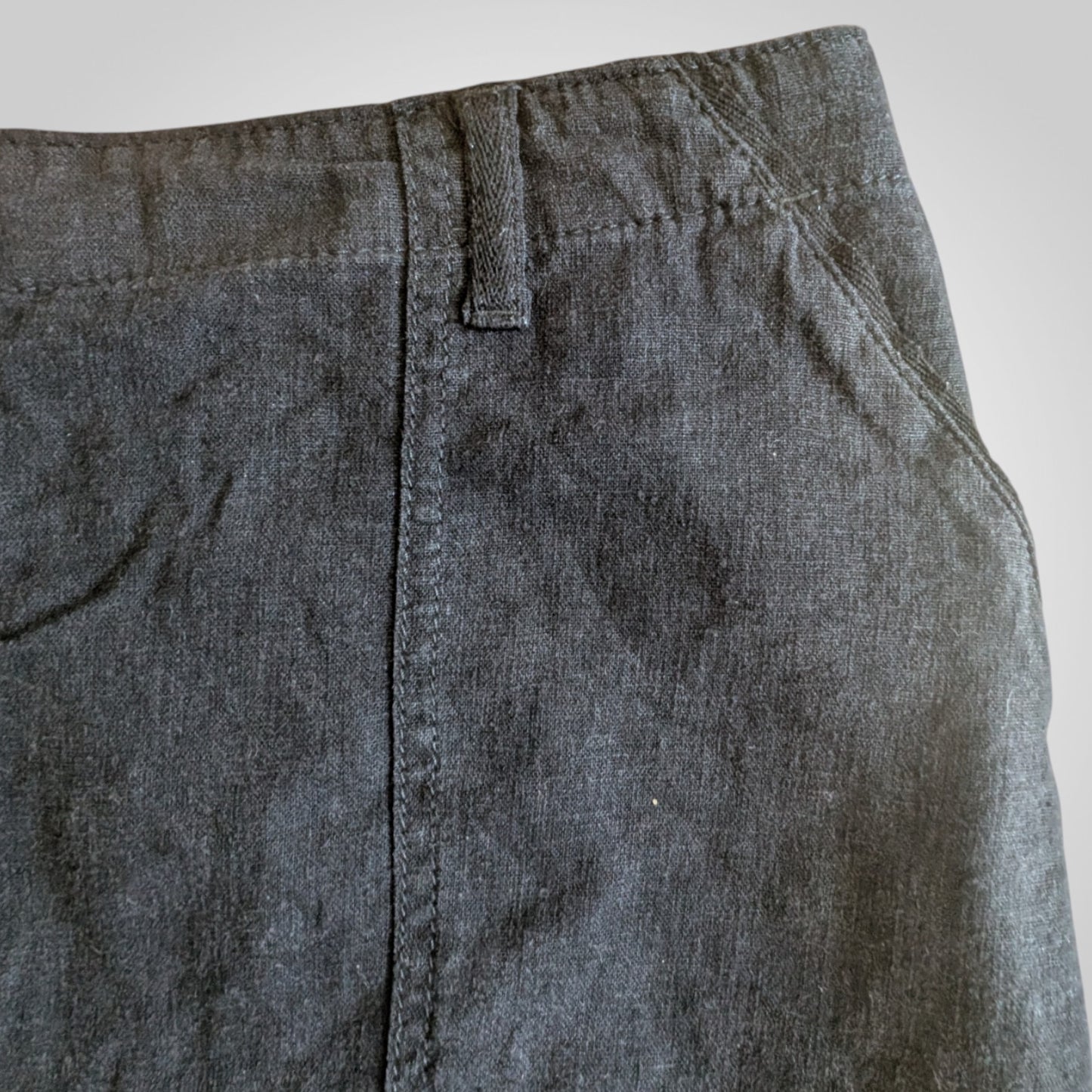 Black Linen Blend Mini Skirt
