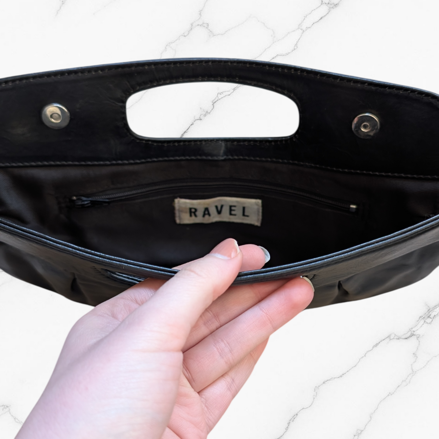 Vintage Genuine Soft Leather Black Clutch