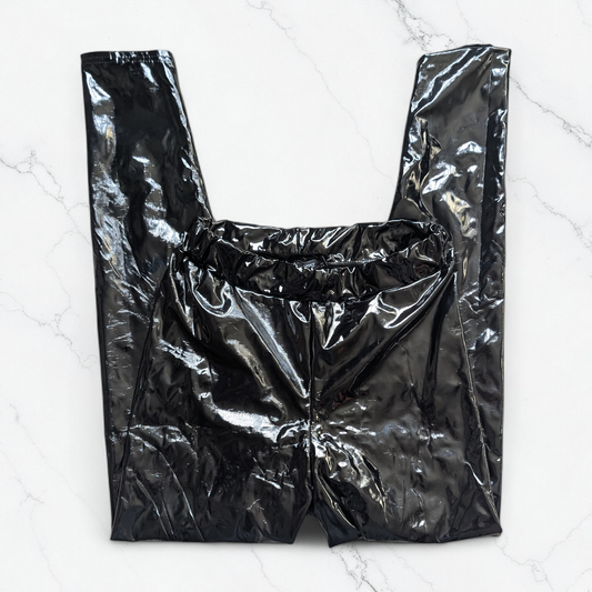 High-Waisted Wet Look Straight Leg Trousers