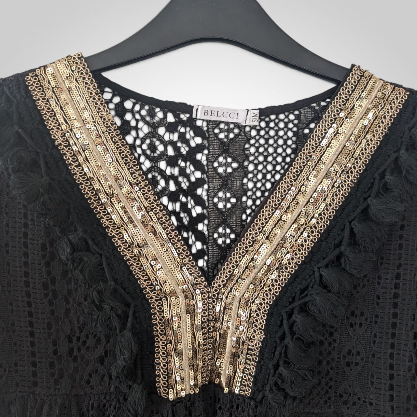 Black Crochet Midi Dress