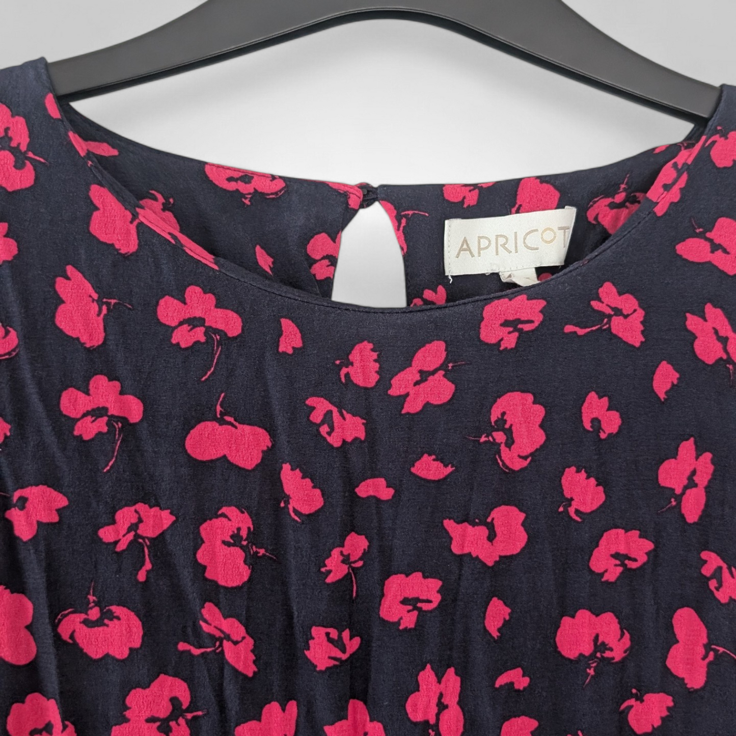 Navy & Magenta Floral Midi Dress