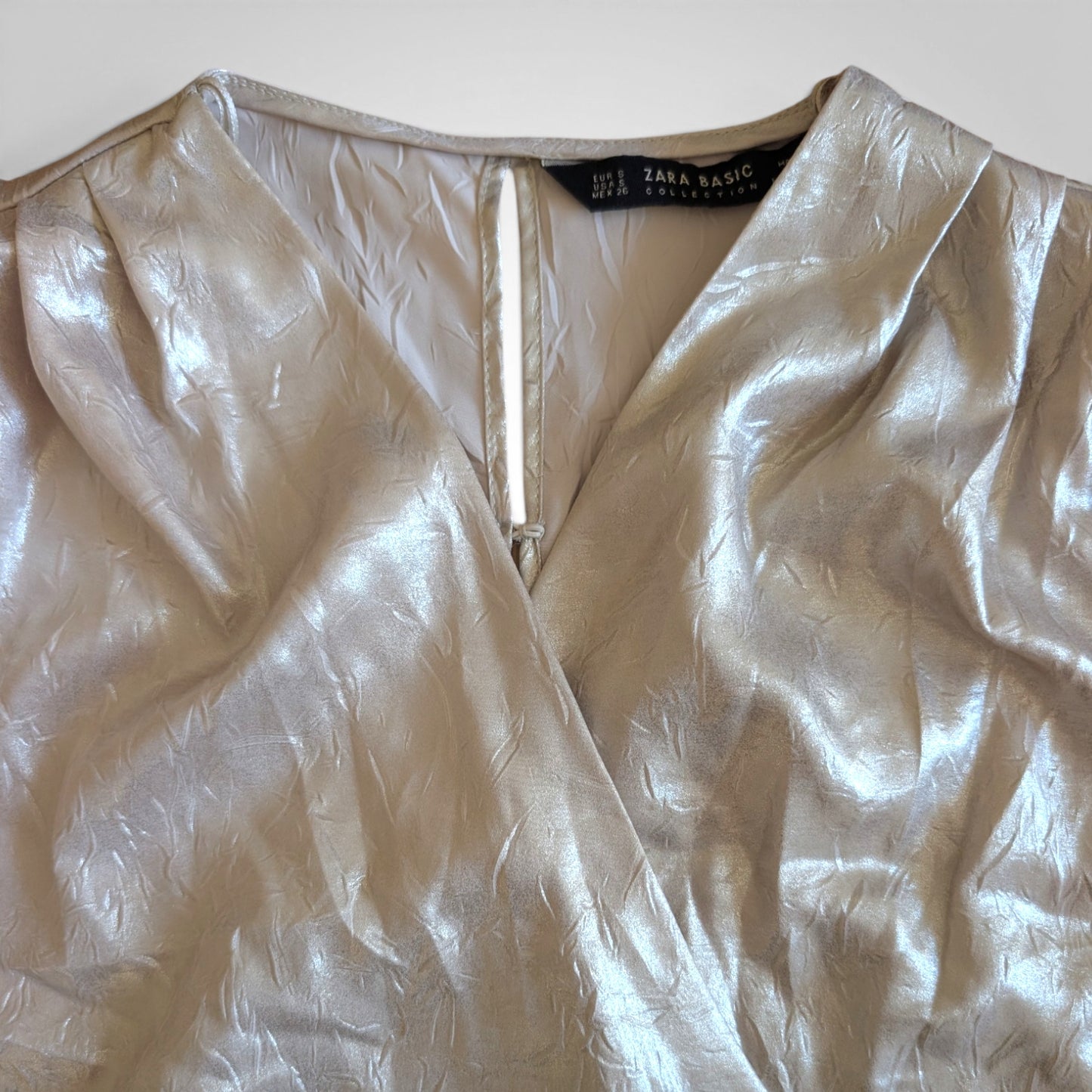 Champagne Satin Wrap Crop Top
