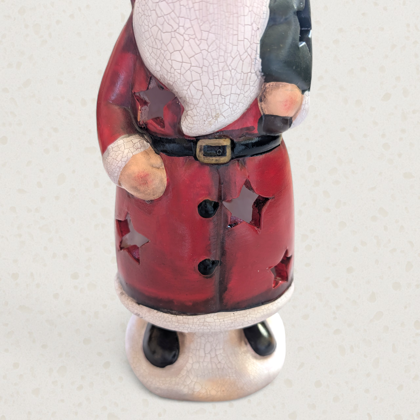 Vintage-Style Tall Ceramic Santa Claus Tea Light Holder