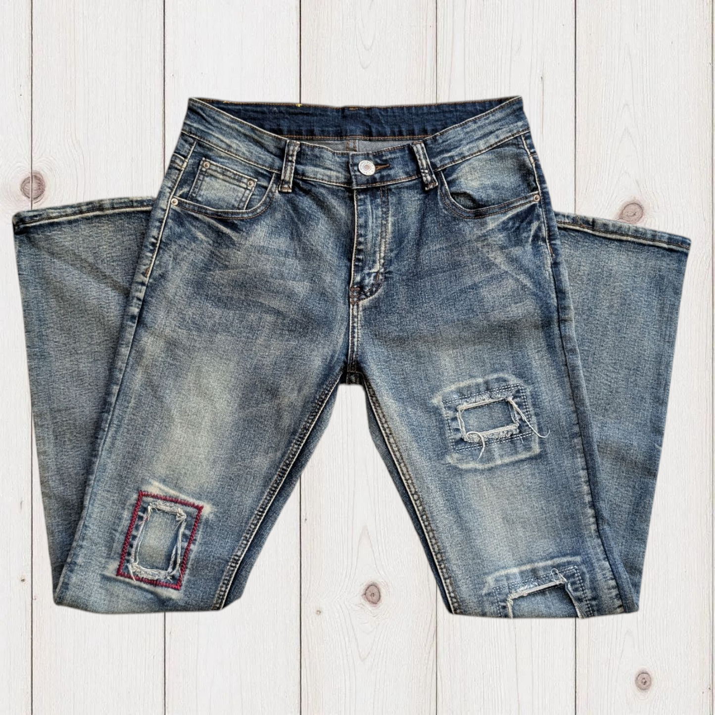 00s Patchwork Low-rise Jeans