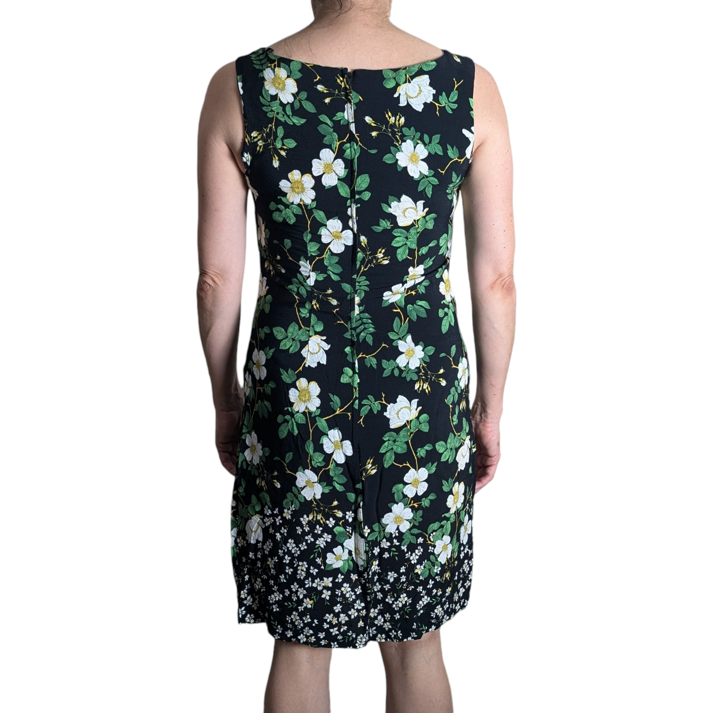 00's Floral Black Shift Dress