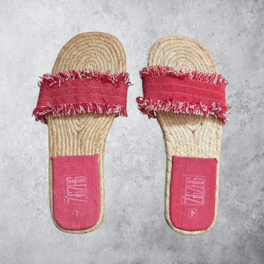 00's Boho Red Fringe Sandals