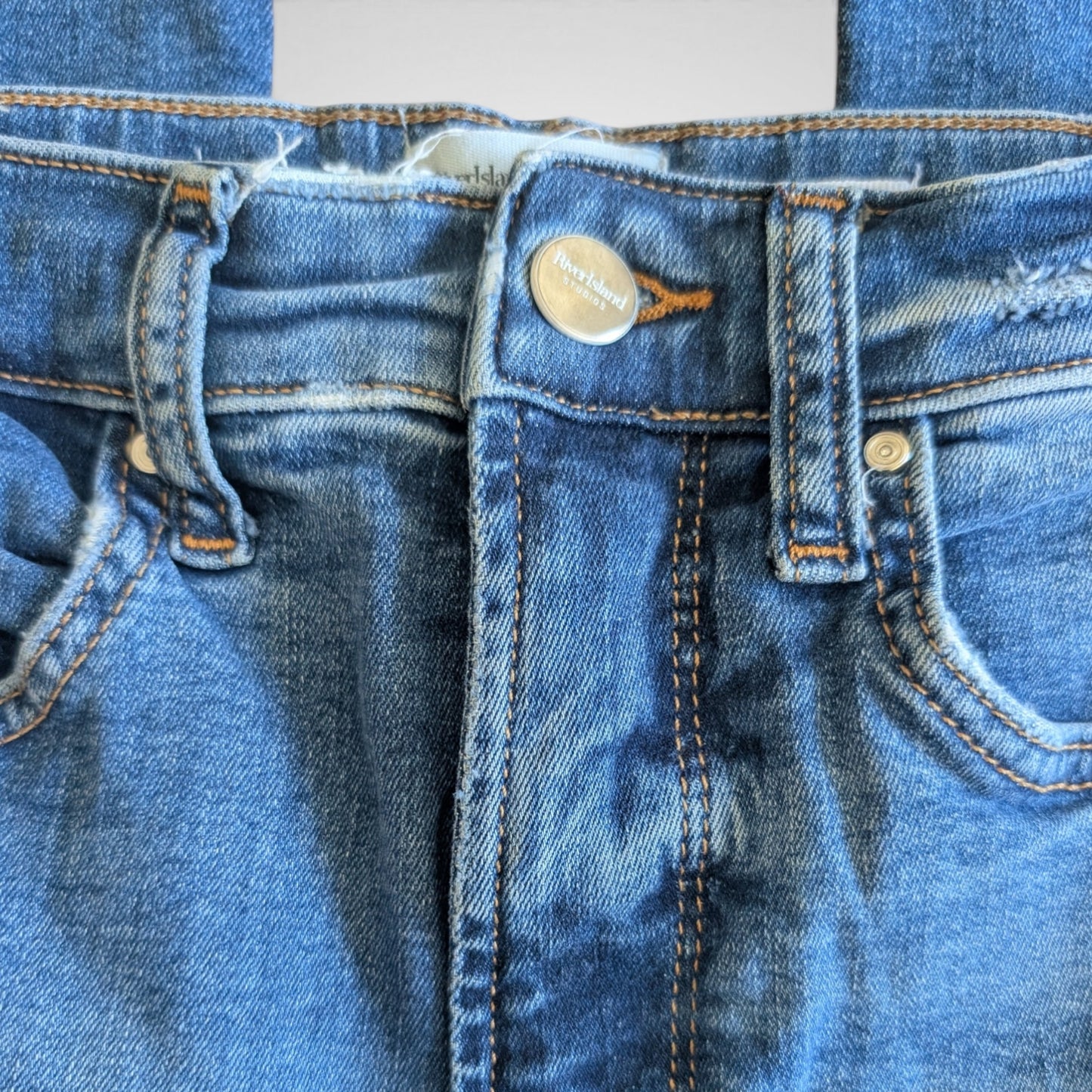 Blue High Waisted Flared Jeans | W24.5