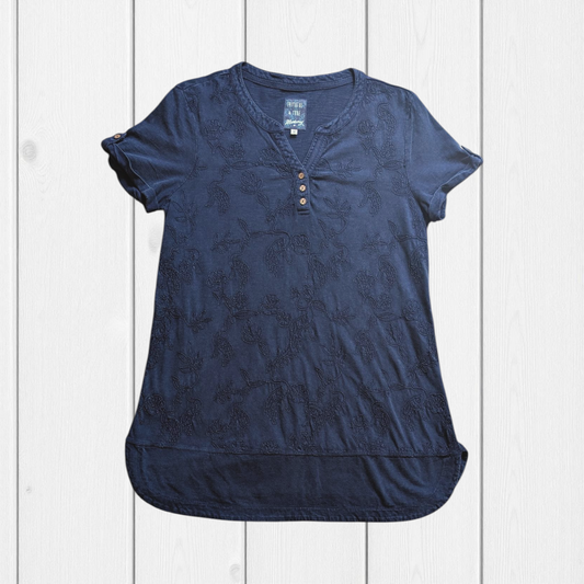 Boho Navy Embroidered Top