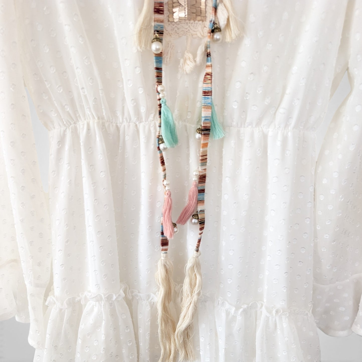 White Boho Tiered Mini Dress