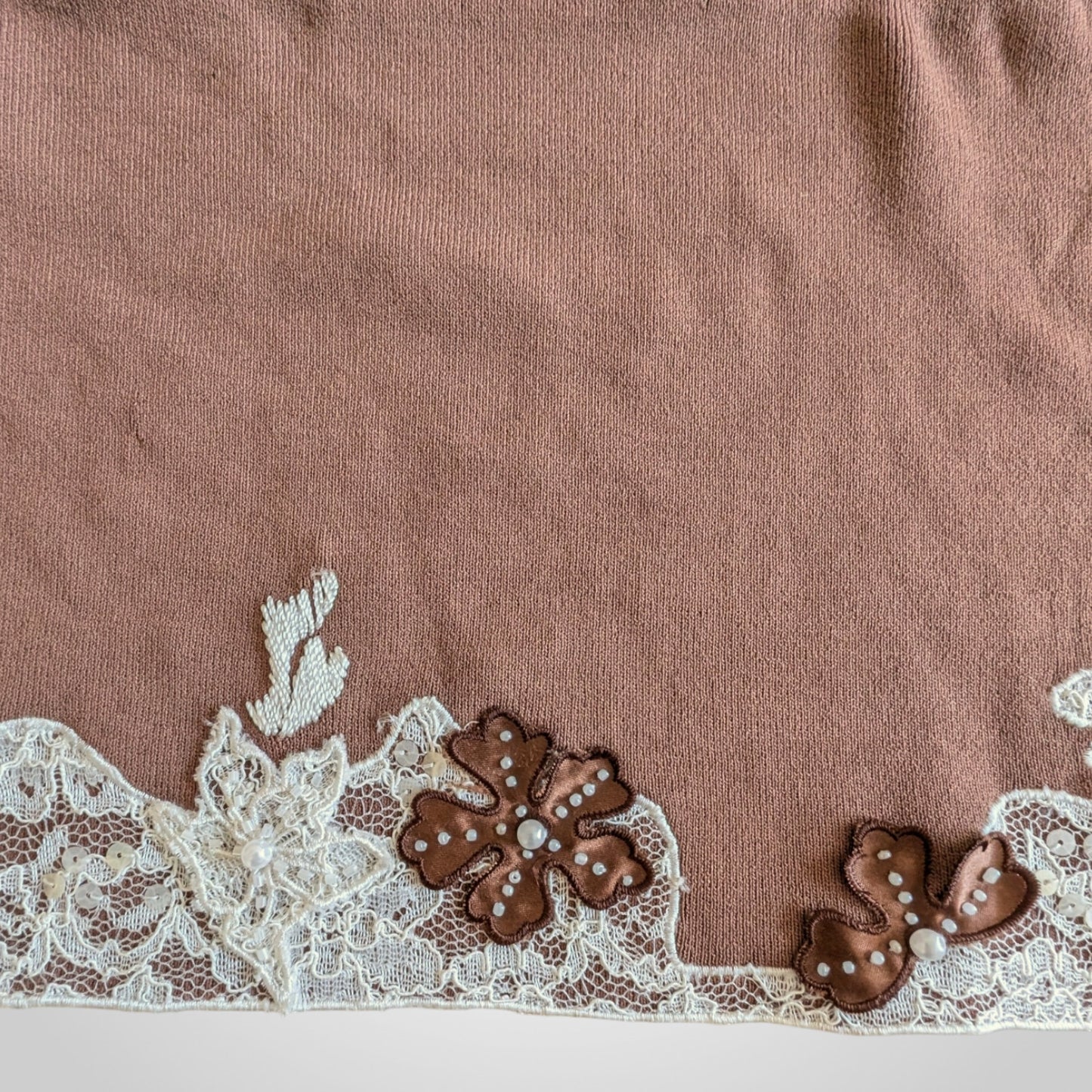00s Brown Fairycore Applique Cami