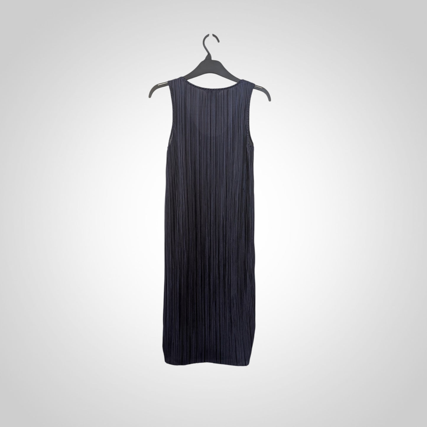 Navy Blue Plisse Midi Dress
