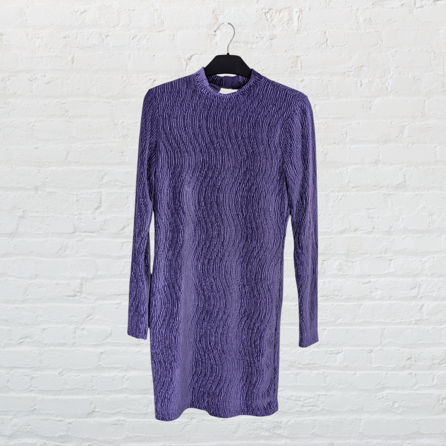 Purple Velour Open Back High Neck Mini Dress