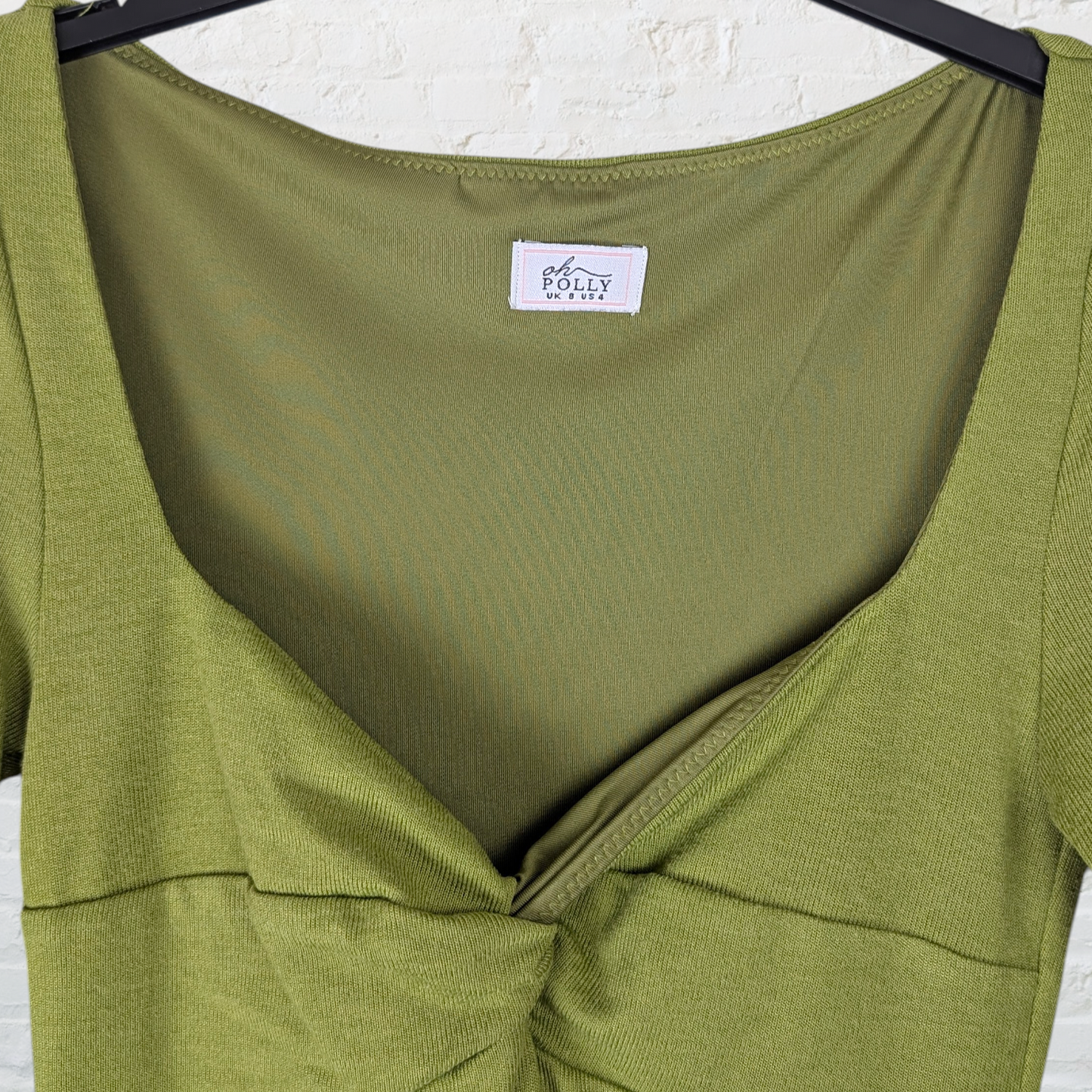 Olive Green Knot Design Flared Sleeve Mini Dress