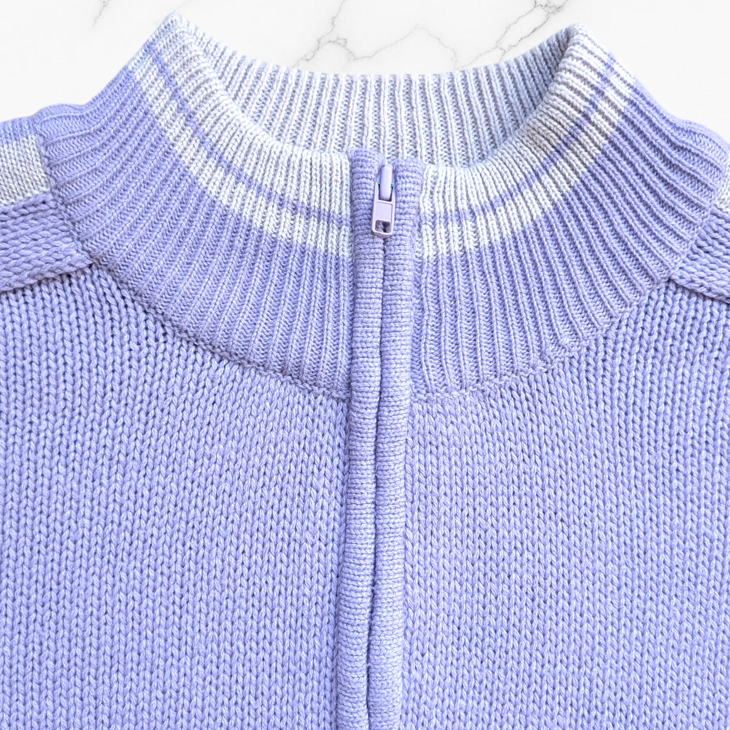 00's Lilac Striped Double-Zip Knit Cardigan