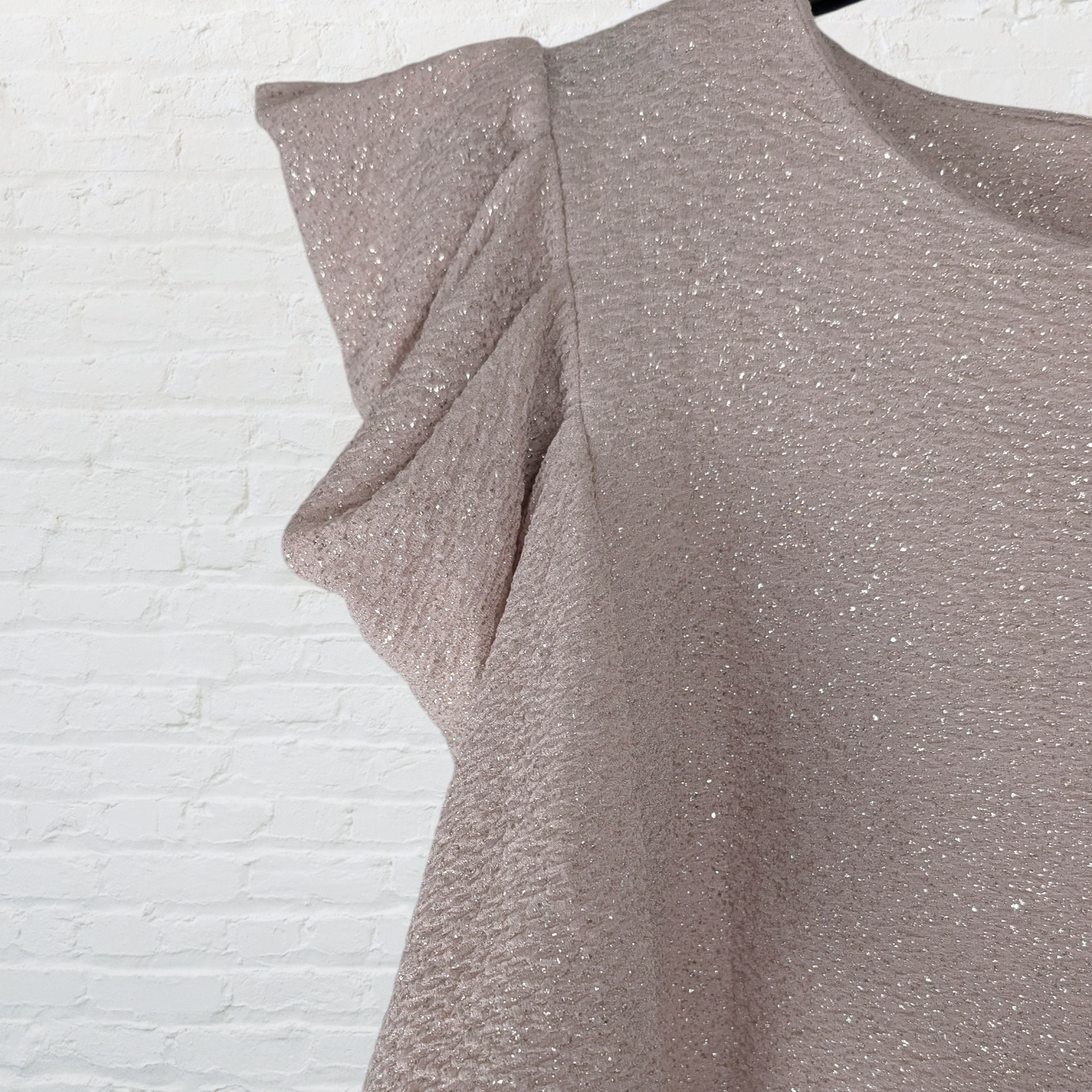 Dusky Rose & Silver Sparkle Long Sleeve Mini Dress