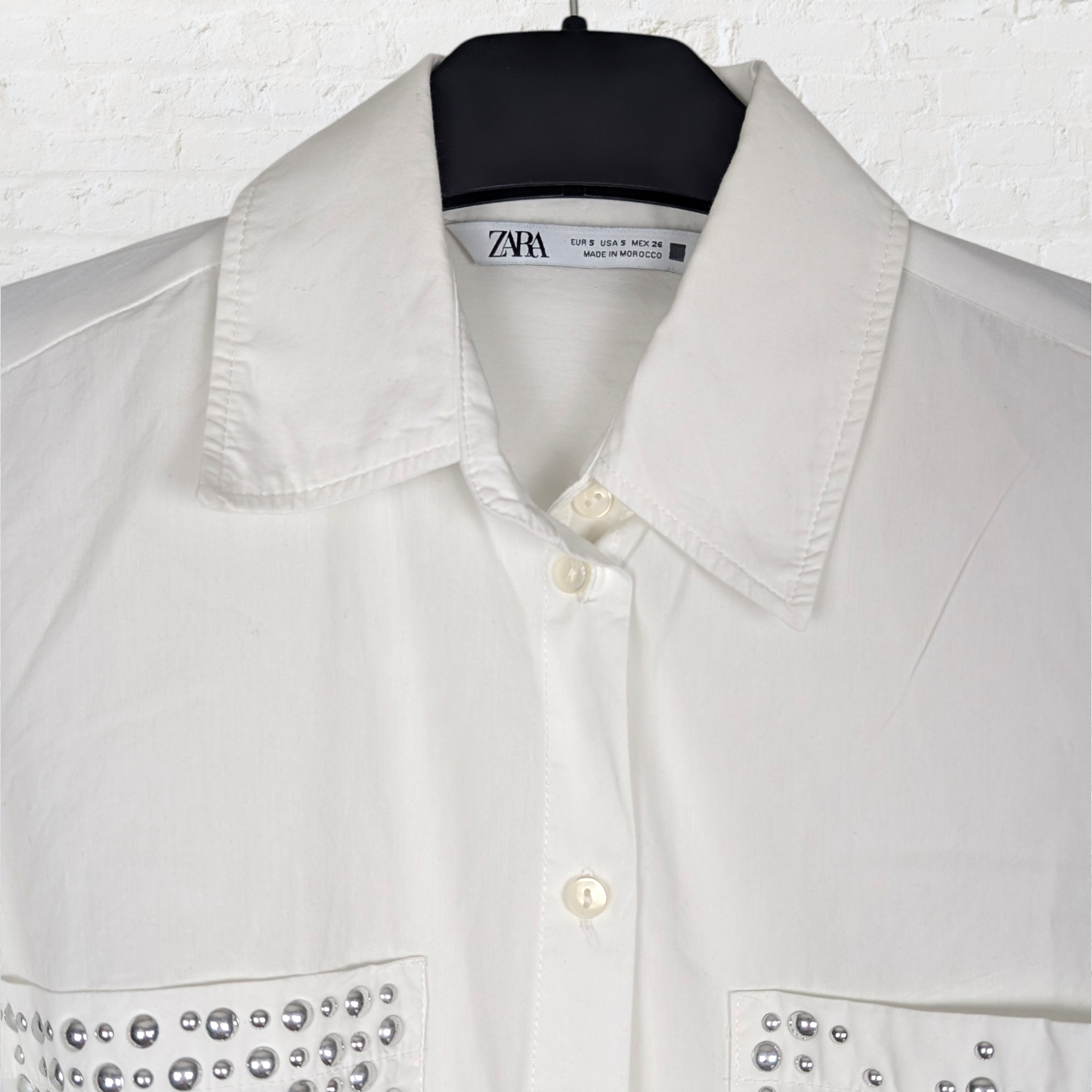 Zara White Western Studded Shirt