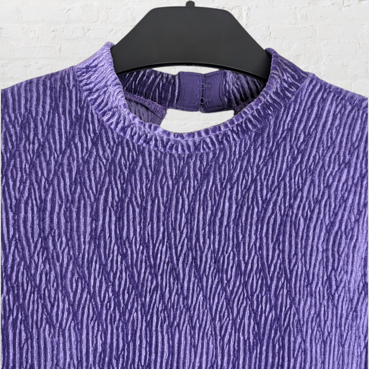 Purple Velour Open Back High Neck Mini Dress