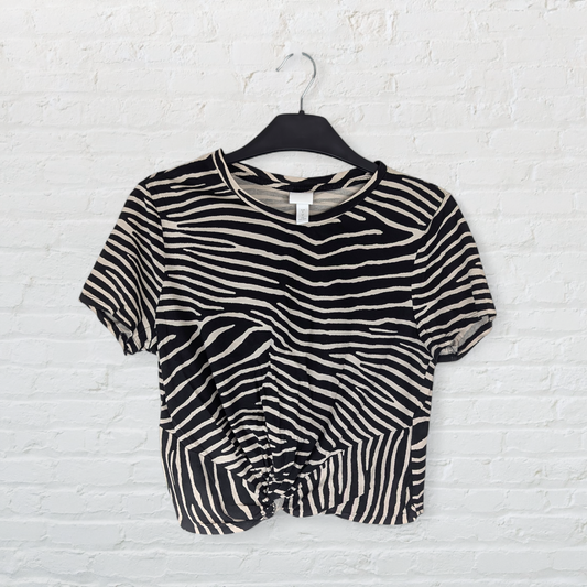 Zebra Print Knot Front Cotton Cropped Top