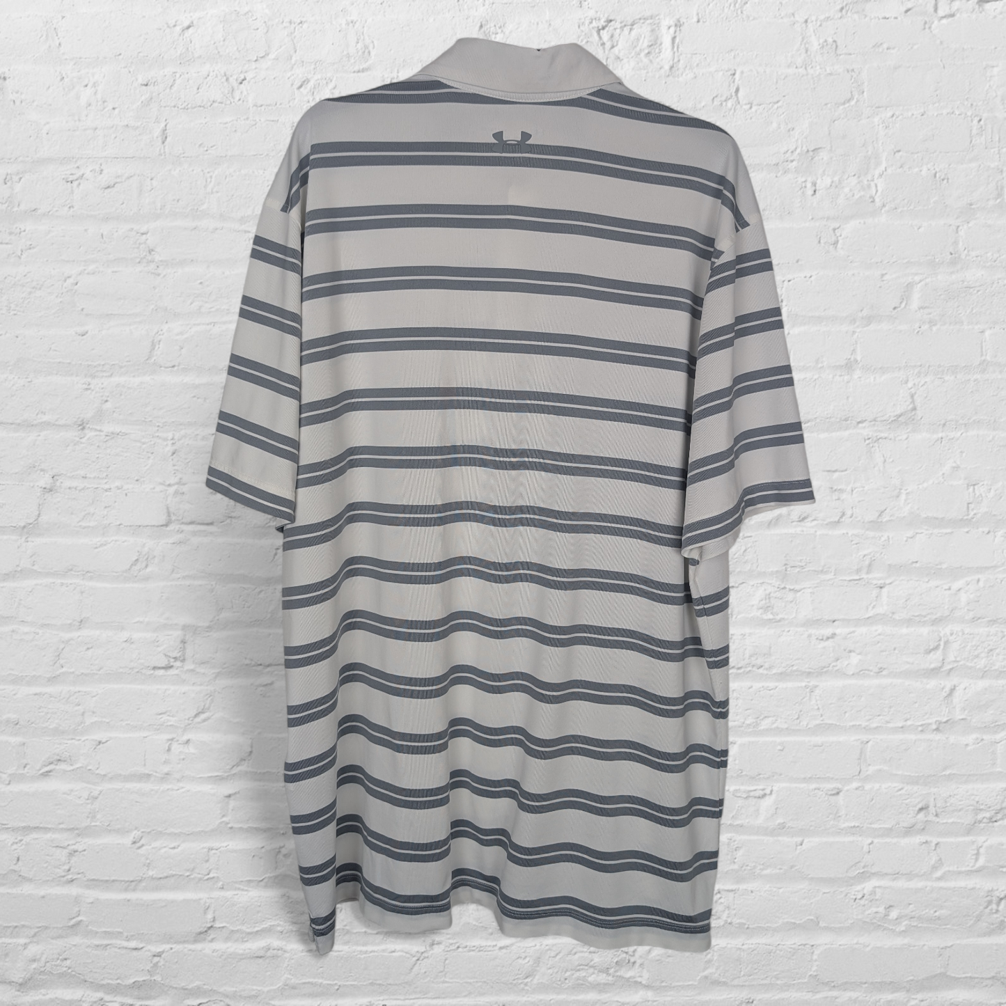 Under Armour White Grey Striped Polo