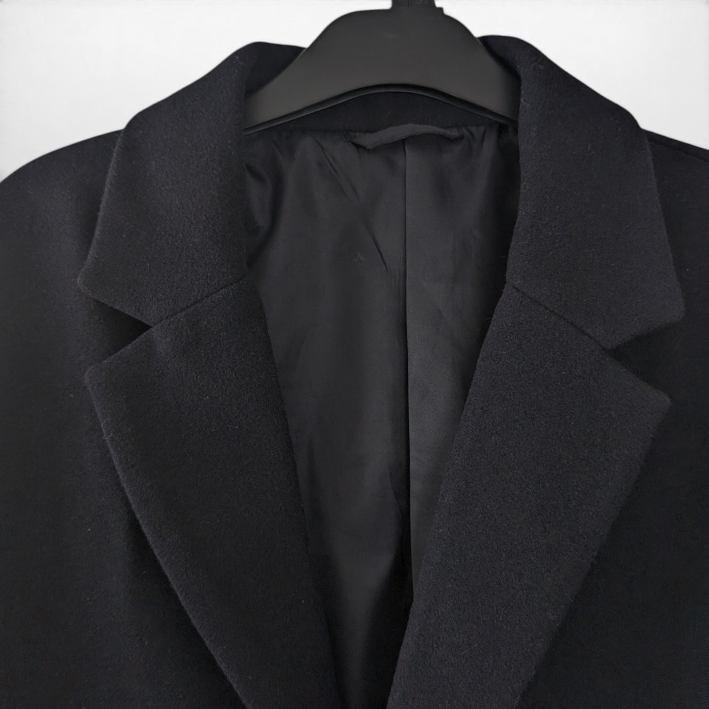 Black Wool Blend Tailored Coat