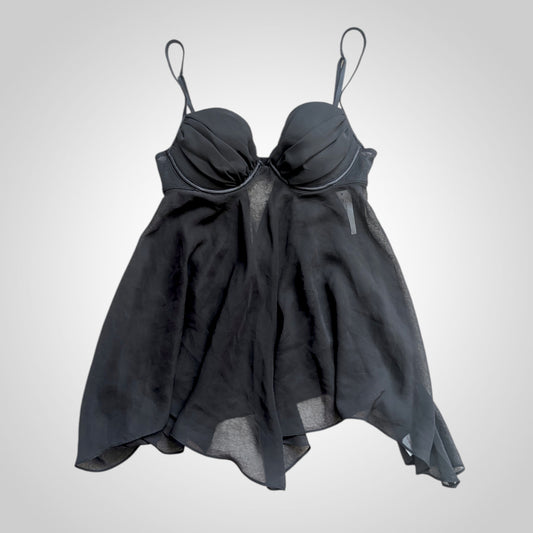00's La Senza Black Sheer Babydoll Top